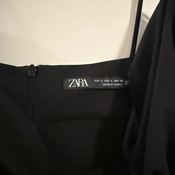 NWOT Zara Black Strappy Open Front mini dress (size L) - Picture 5 of 6